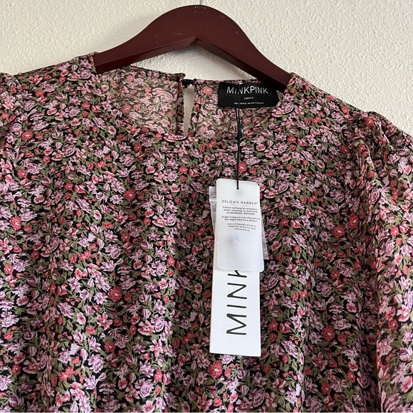 NWT MINKPINK Revolve Pink Floral Safi Mini Dress Size Small - Picture 12 of 13